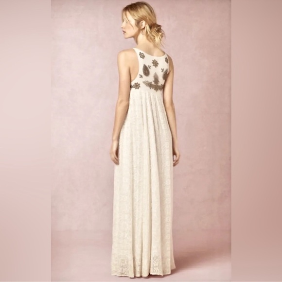 BHLDN Korovilas Gown Dress ivory Metallic Embroidered Beaded Swing Size S - Picture 2 of 15
